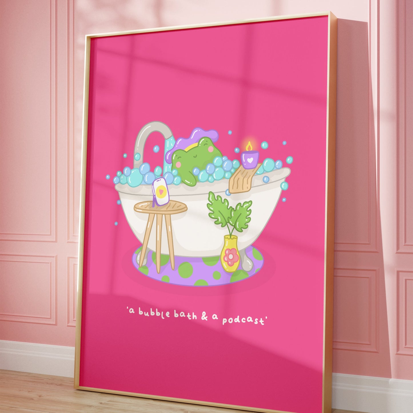 A Bubble Bath & a Podcast Wall Art Print