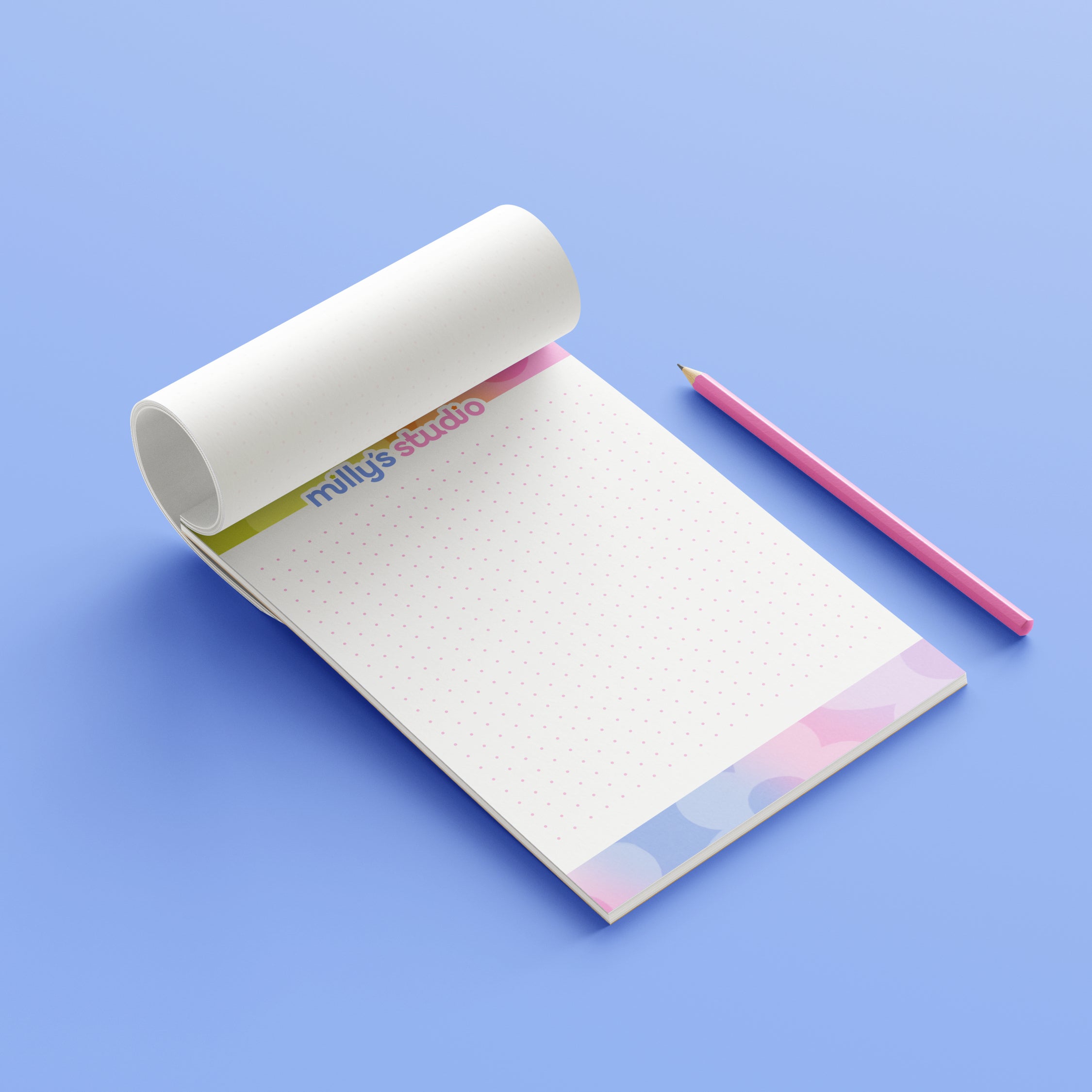A5 Milly's Studio Essentials Notepad - Colourful Gradient Design
