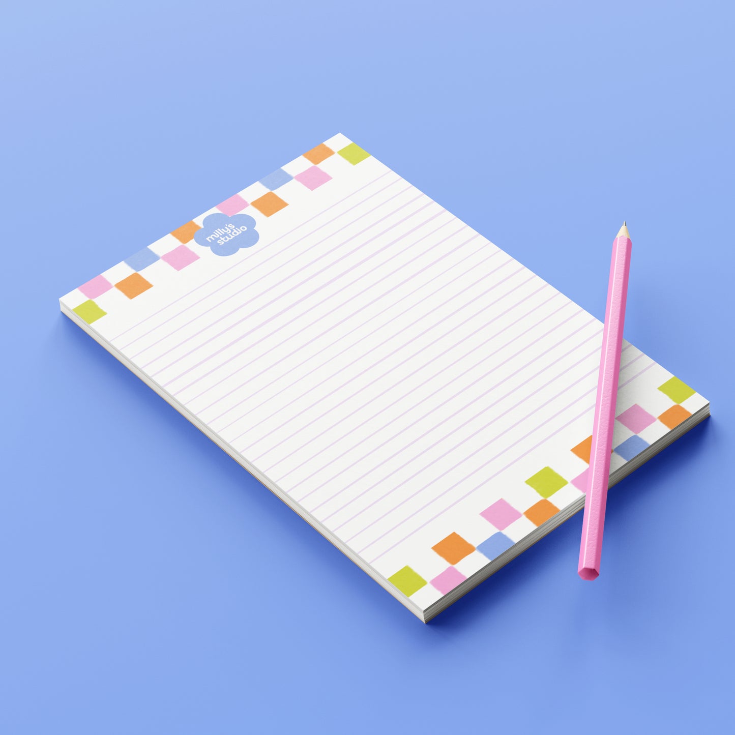 A5 Milly's Studio Essentials Notepad - Colourful Squares Design