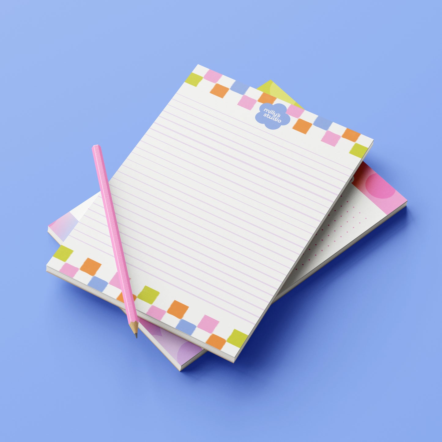 A5 Milly's Studio Essentials Notepad - Colourful Squares Design
