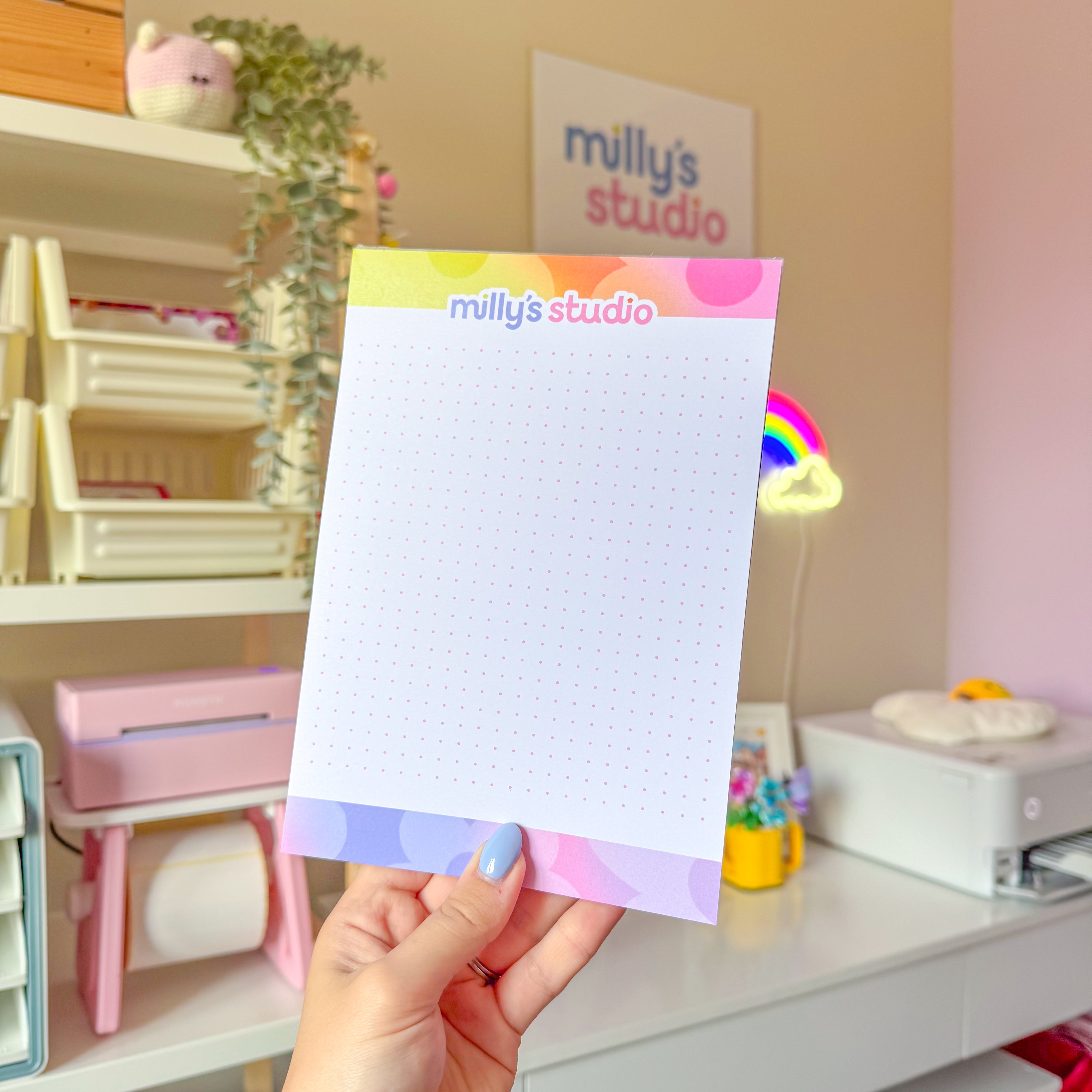 A5 Milly's Studio Essentials Notepad - Colourful Gradient Design