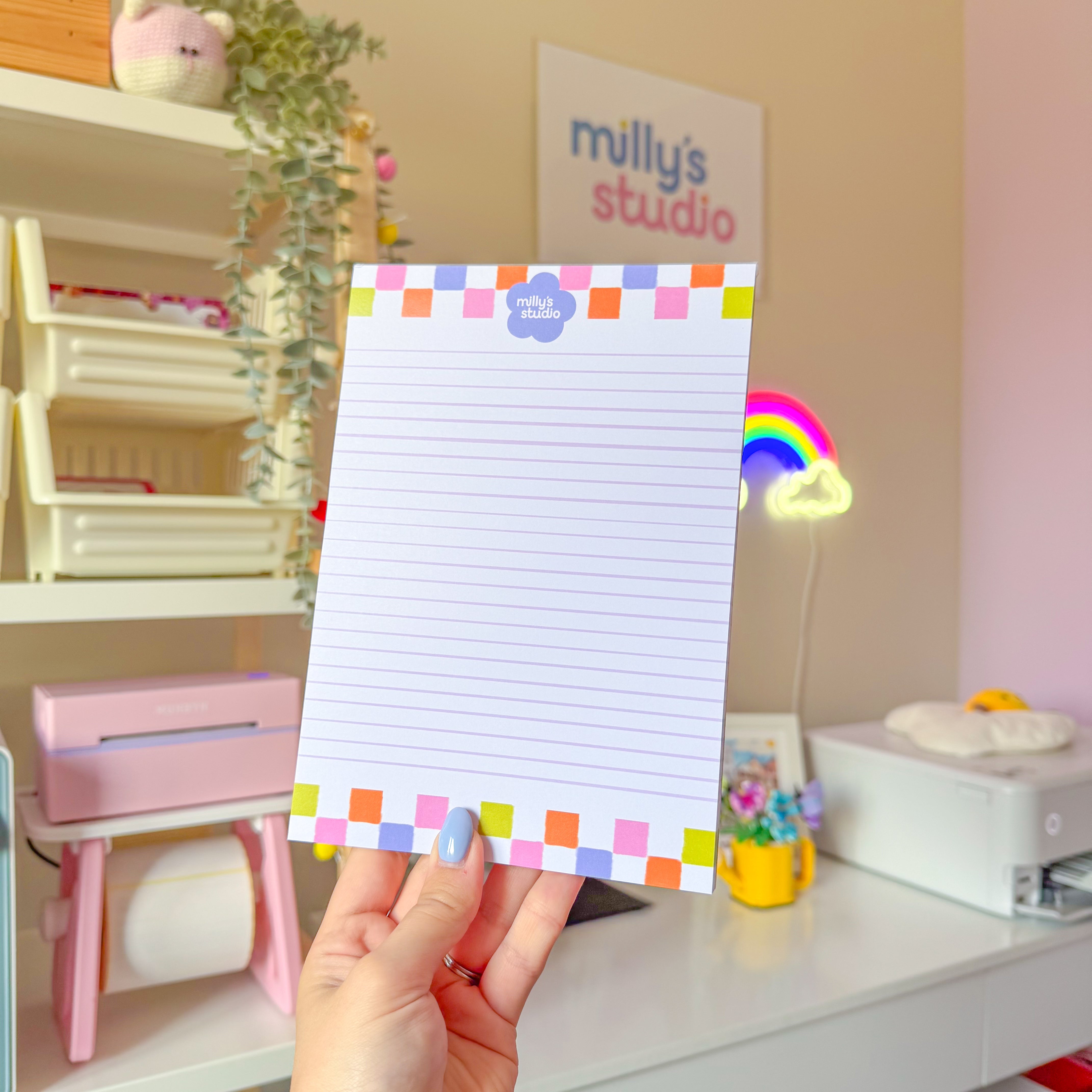 A5 Milly's Studio Essentials Notepad - Colourful Squares Design