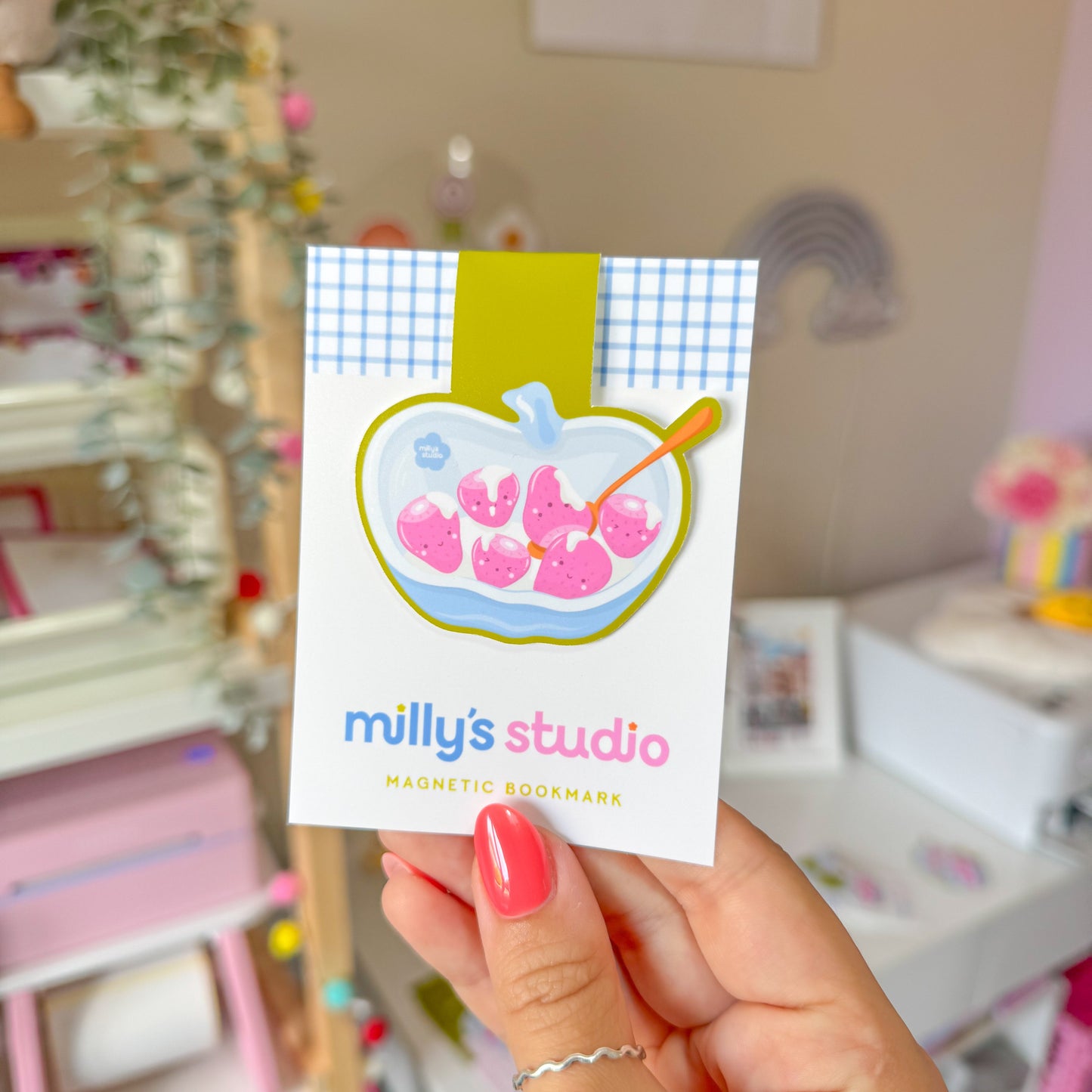 Strawberries and Cream Magnetic Bookmark