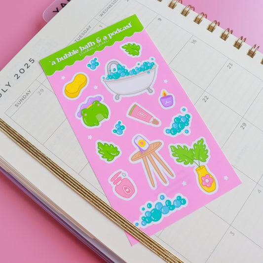 A Bubble Bath & a Podcast Sticker Sheet