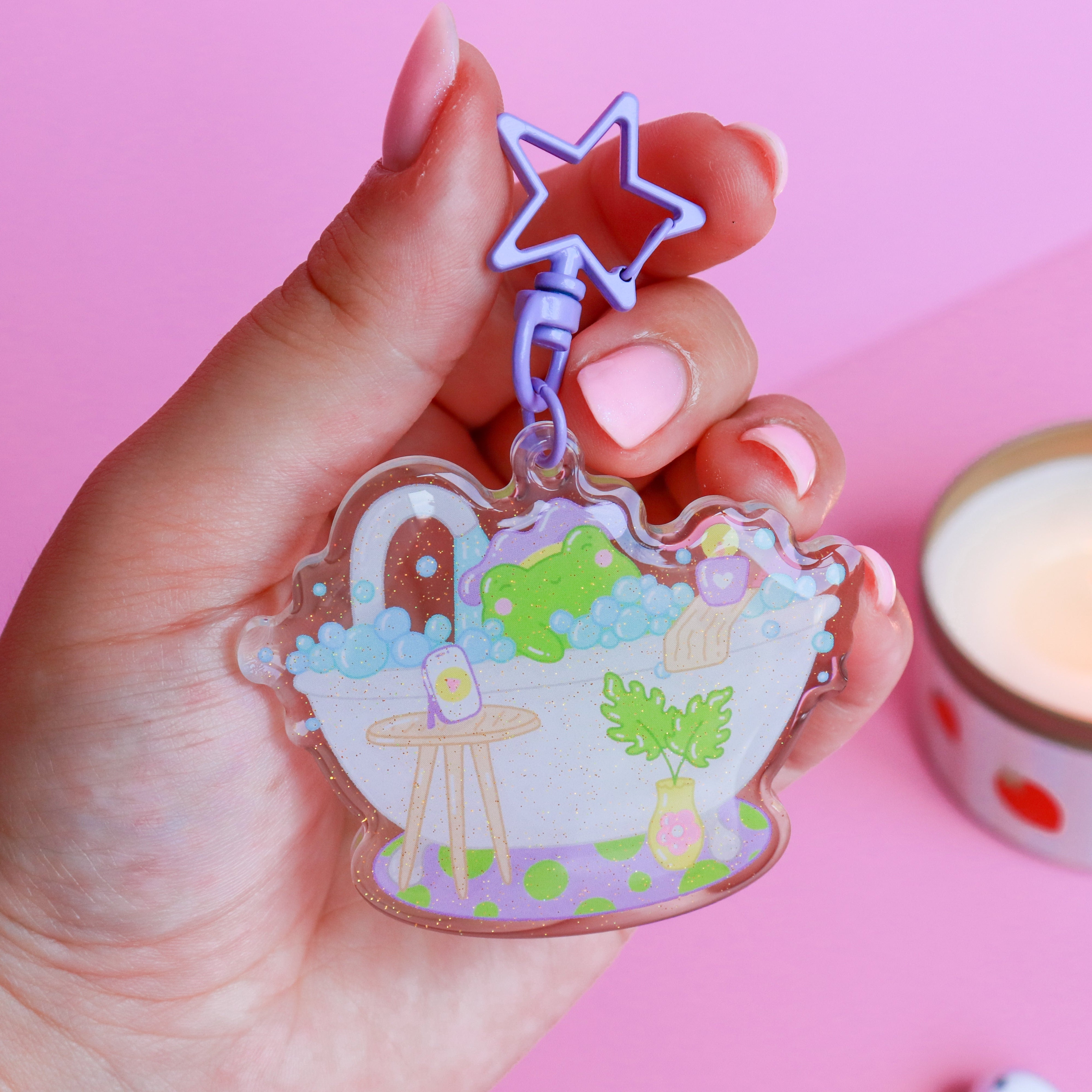 A Bubble Bath & a Podcast Acrylic Keyring