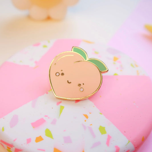 Smiley Peach Enamel Pin